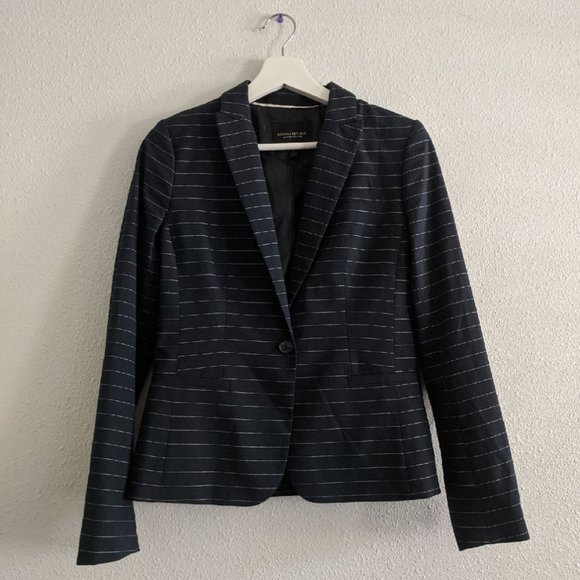 BANANA REPUBLIC Pinstripe Classic One Button Blazer Size 2 - Picture 1 of 15